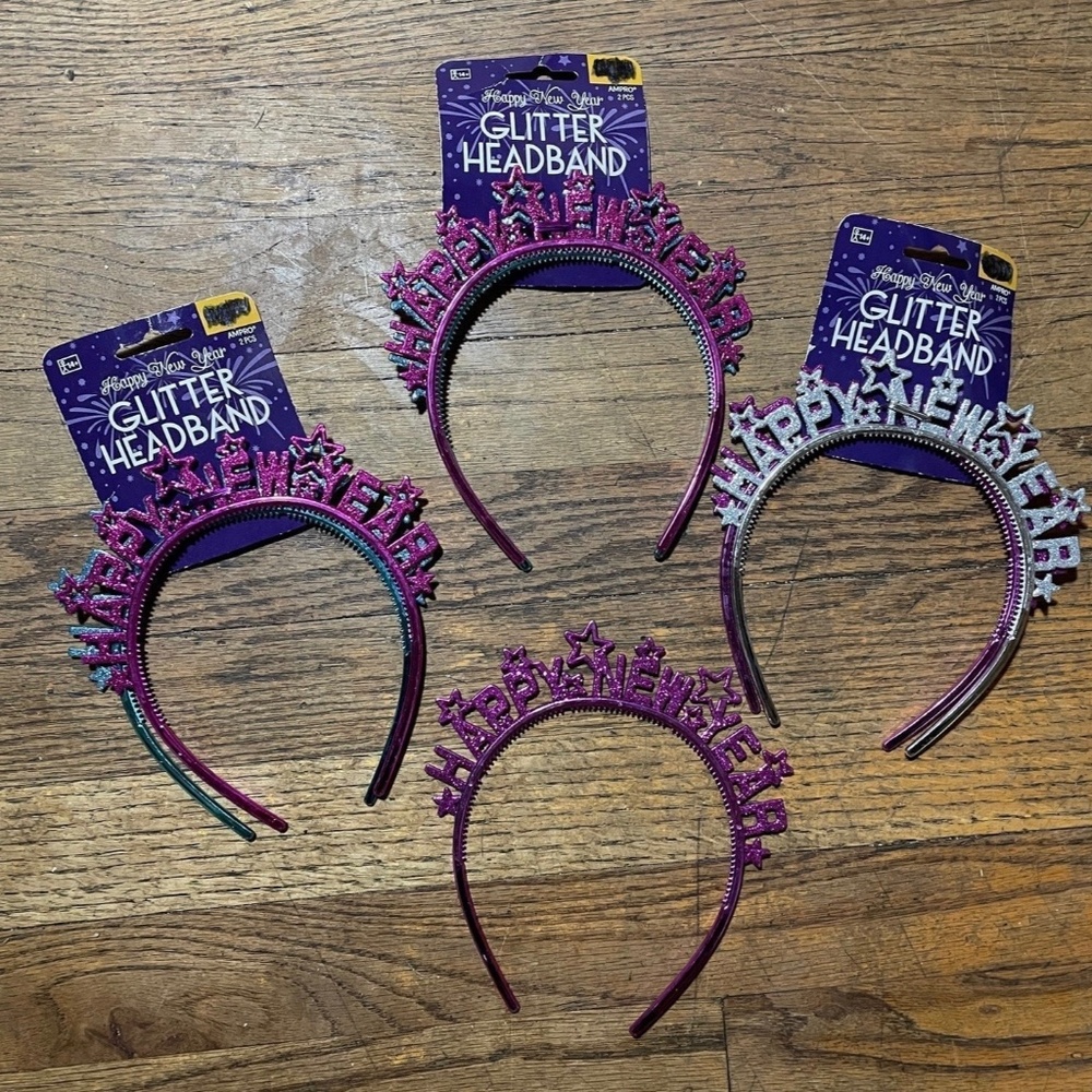 AMPRO Happy New Year Glitter Headbands Set NWT